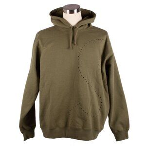 SUPREME green cotton blend LASER CUT PERFORATED S hoodie